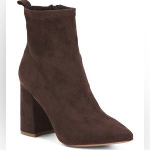 NIB Steve Madden Falona Chocolate Brown Suede Heeled Ankle Booties - 8.5